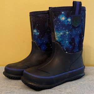 Kids Lands End space print neoprene rain boots